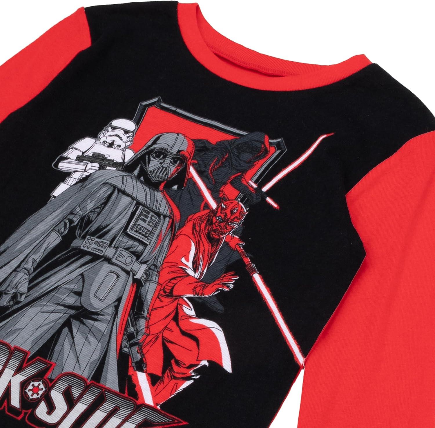 imageSTAR WARS Boys 4Piece Snugfit Cotton Pajama Set Soft ampamp Cute for KidsThe Dark Side