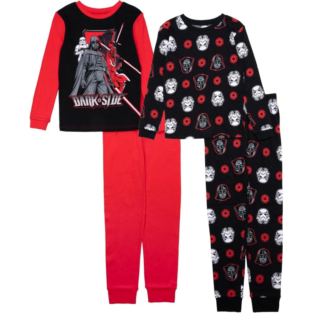imageSTAR WARS Boys 4Piece Snugfit Cotton Pajama Set Soft ampamp Cute for KidsThe Dark Side