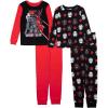 imageSTAR WARS Boys 4Piece Snugfit Cotton Pajama Set Soft ampamp Cute for KidsThe Dark Side