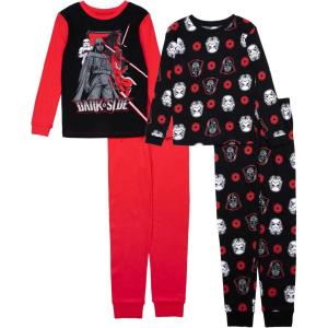 imageSTAR WARS Boys 4Piece Snugfit Cotton Pajama Set Soft ampamp Cute for KidsThe Dark Side