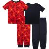 imageNickelodeon Boys 4piece Snugfit Cotton ShortSleeve Matching Pajama Set Soft ampamp Cute for KidsPower of Blaze
