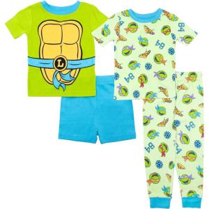 imageNickelodeon Boys 4piece Snugfit Cotton ShortSleeve Matching Pajama Set Soft ampamp Cute for KidsLittle Ninjas