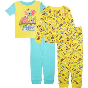imageNickelodeon Boys 4piece Snugfit Cotton ShortSleeve Matching Pajama Set Soft ampamp Cute for KidsNot Square