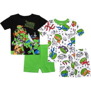 imageNickelodeon Boys 4piece Snugfit Cotton ShortSleeve Matching Pajama Set Soft ampamp Cute for KidsTurtle Power