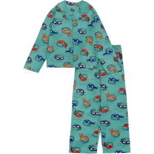 imageNickelodeon boys 2piece Loosefit Button Down Pajama Set Soft ampamp Cute for KidsNinja Heads