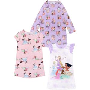 imageDisney girls 3pack Nightgowns Soft amp Cute Pajamas for KidsPrincess Big Story