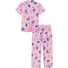 imageDisney Girls 2piece Loosefit Button Down Matching Pajama Set Soft amp Cute for KidsStitch Loves
