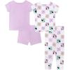 imageDisney Girls 4Piece Snugfit Cotton Matching Pajama Set ShortSleeve Soft amp Cute for KidsMinnie Flower Checker