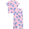 imageDisney Minnie Mouse Girls 2Piece Loosefit Button Down Matching Pajama Set Soft amp Cute for KidsStitch Flowers