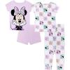 imageDisney Girls 4Piece Snugfit Cotton Matching Pajama Set ShortSleeve Soft amp Cute for KidsMinnie Flower Checker