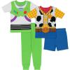 imageDisney boys 4piece Snugfit Cotton Pajama Set Soft amp Cute for KidsWoodyShort BuzzLong