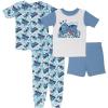 imageDisney girls 4piece Snugfit Cotton Pajama Set Soft amp Cute for KidsStitch Naptime