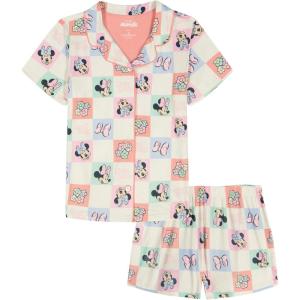 imageDisney Girls 2piece Loosefit Button Down Matching Pajama Set Soft amp Cute for KidsMinnie Checkers