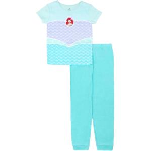 imageDisney Girls 2piece Snugfit Cotton Holiday Pajama Set Soft amp Cute for KidsAriel