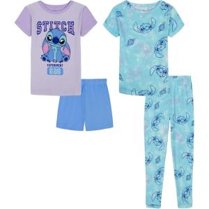 imageDisney Girls 4piece Snugfit Cotton Pajama Set Soft amp Cute for KidsStitch 626