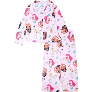 imageDisney Minnie Mouse Girls 2Piece Loosefit Button Down Matching Pajama Set Soft amp Cute for KidsDisney Princess