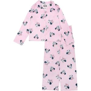 imageDisney Minnie Mouse Girls 2Piece Loosefit Button Down Matching Pajama Set Soft amp Cute for KidsMinnie