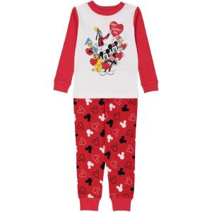 imageDisney Unisex Kids 2piece Snugfit Cotton Holiday Matching Pajama Set Soft amp Cute for KidsMickeyred Valentine
