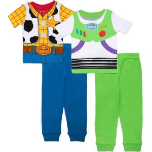 imageDisney boys 4piece Snugfit Cotton Pajama Set Soft amp Cute for KidsBuzz and Woody