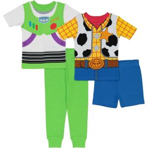 imageDisney boys 4piece Snugfit Cotton Pajama Set Soft amp Cute for KidsWoodyShort BuzzLong