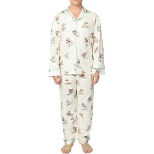 imageDisney unisexadult Men amp Women 2piece Button Down Pajama Set Soft amp Comfortable Nightwear for AdultsMmickey and Friends Ski
