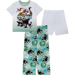 imageJurassic World Boys 3Piece Loosefit Matching Pajama Set ShortSleeve Soft amp Cute for KidsJurassic Power