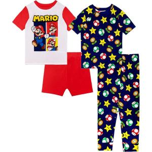 imageNintendo boys 4piece Snugfit Cotton Pajama Set Soft amp Cute for KidsIts a Me