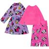 imageDisney Girls 3piece Bathrobe amp Loosefit Pajama Set Soft amp Cute for KidsMinnie Loves