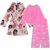 imageDisney Girls 3piece Bathrobe amp Loosefit Pajama Set Soft amp Cute for KidsPrincess Crowns