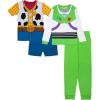 imageDisney boys 4piece Snugfit Cotton Pajama Set Soft amp Cute for Kids BUZZ AND WOODY 4 6