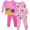 imageDisney girls 4piece Snugfit Cotton Pajama Set Soft amp Cute for KidsFairytale Pink